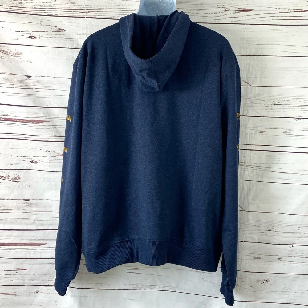 True Religion Hoodie Men’s XL Blue/Gold Logo Long Sleeve Graphic Print‎